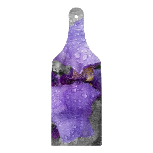 Regentropfen an Iris Schneidebrett (Vorderseite)