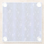 Regentropfen auf blauem Metall Glasuntersetzer (Rückseite)