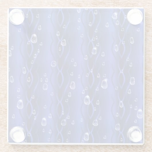 Regentropfen auf blauem Metall Glasuntersetzer (Rückseite)