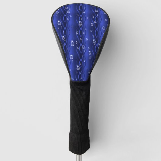 Regentropfen auf blauem Metall Golf Headcover (Vorderseite)