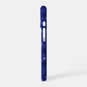 Regentropfen auf blauem Metall iPhone 16 Hülle (Linke Seite)