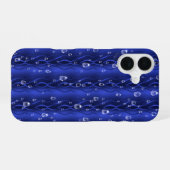 Regentropfen auf blauem Metall iPhone 16 Hülle (Rückseite (Horizontal))