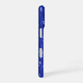 Regentropfen auf blauem Metall iPhone 16 Hülle (Rechte Seite)