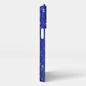 Regentropfen auf blauem Metall iPhone Hülle (Rechte Seite)