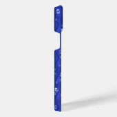 Regentropfen auf blauem Metall iPhone Hülle (Rechte Seite)