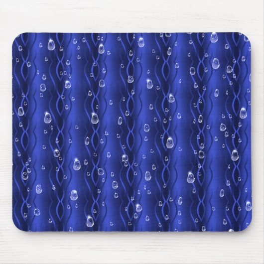 Regentropfen auf blauem Metall Mousepad (Vorne)
