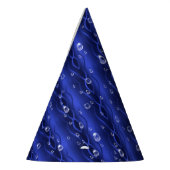 Regentropfen auf blauem Metall Partyhütchen (Links)