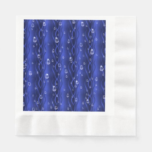 Regentropfen auf blauem Metall Serviette (Vorderseite)