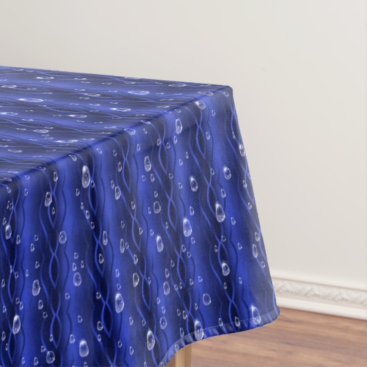Regentropfen auf blauem Metall Tischdecke (Beispiel)