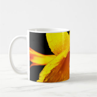 Regentropfen auf der Gelblilie Kaffeetasse