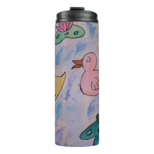 Regentropfen auf Entenküken-Thermal-Tumbler Thermosbecher