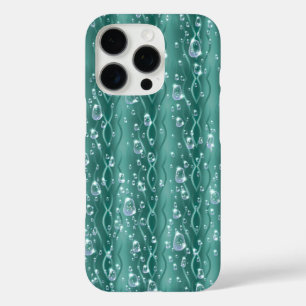 Regentropfen auf grünem Metall iPhone 16 Pro Hülle
