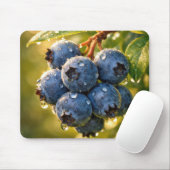 Regentropfen auf reifen Blaubeeren Mousepad (Mit Mouse)