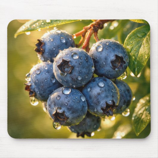 Regentropfen auf reifen Blaubeeren Mousepad (Vorne)