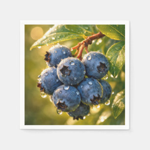 Regentropfen auf reifen Blaubeeren Serviette