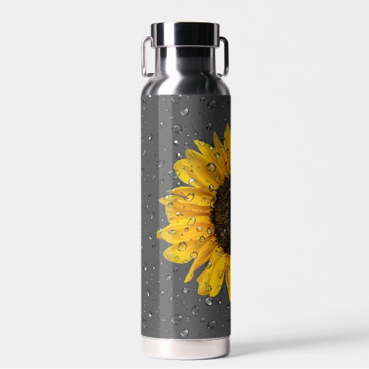 Regentropfen auf Sonnenblumen Trinkflasche (Vorne)