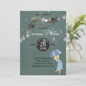 Regentropfen Dusche Regenschirm Babydusche Einladung (Stehend Vorderseite)