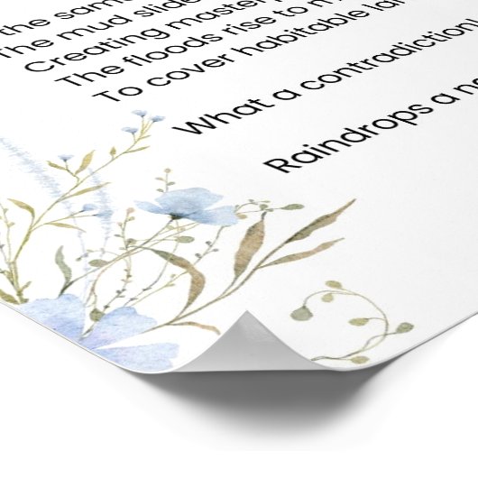 Regentropfen fallen Gedichte Poster (Ecke)