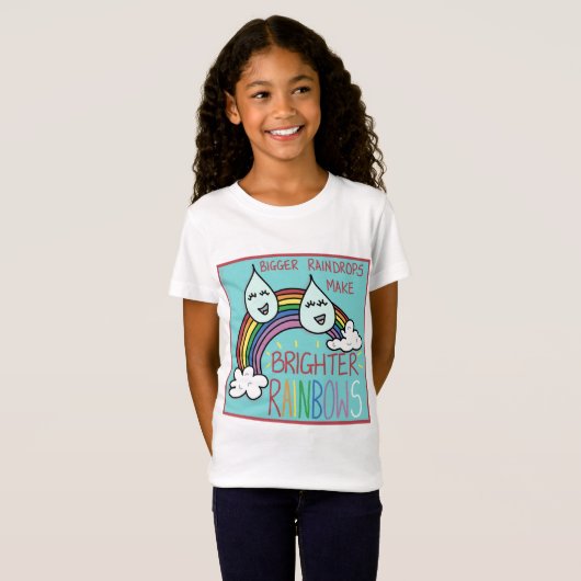 Regentropfen und Regenbogen T-Shirt (Vorne ganz)