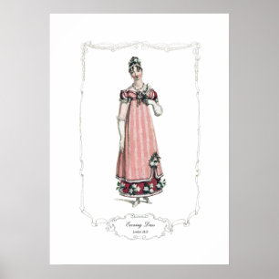 Regentschafts-Mode-Platte 1815 Abends-Kleid London Poster