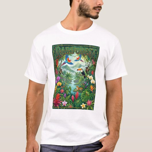 Regenwald buntes Design T-Shirt (Vorderseite)