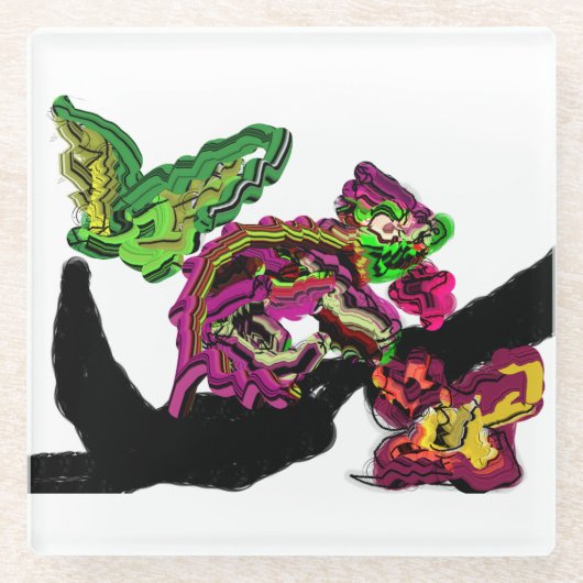 Regenwald Chameleon Spaß Glasuntersetzer (Vorderseite)