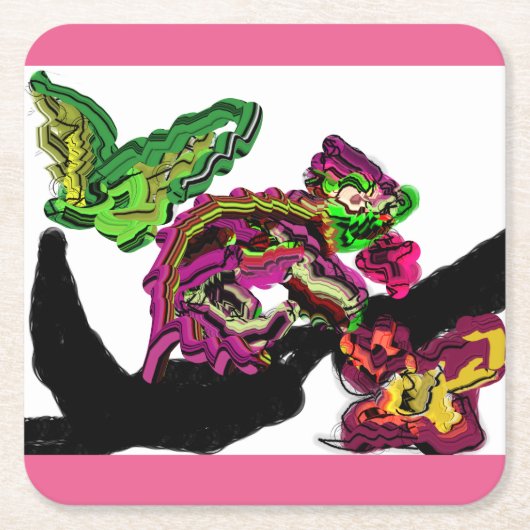 Regenwald Chameleon Spaß Rechteckiger Pappuntersetzer (Vorderseite)