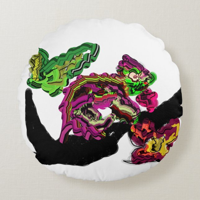 Regenwald Chameleon Spaß Rundes Kissen (Vorderseite)