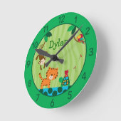 Regenwald-Dschungel-personalisierte Runde Wanduhr (Winkel)