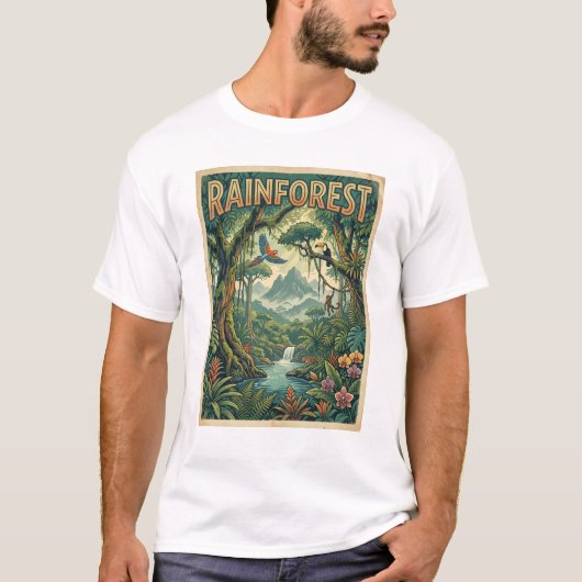 Regenwald-Retro-Design T-Shirt (Vorderseite)