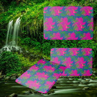 Regenwald-Träume Hibiskus Grün Blau Hot Pink Badematte