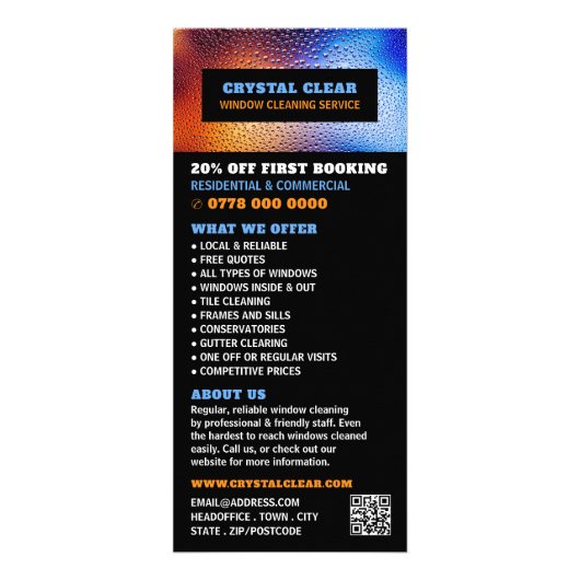 Regenwasser, Preisliste für Fensterreinigung Werbekarte (Vorne)