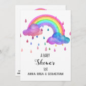 *~* Regenwolken Regenbogen Kinderdusche Einladung (Vorne/Hinten)