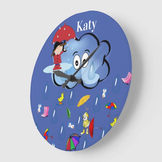 Regenwolken Regenschirm-Uhr Große Wanduhr (Winkel)
