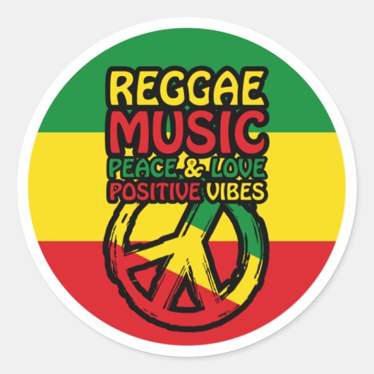 Reggae and Peace Symbol with positive quotes Runder Aufkleber (Vorderseite)