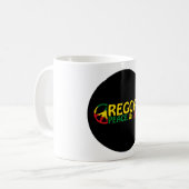 Reggae Art mit positiven Worten Frieden und Liebe Kaffeetasse (Vorderseite Links)
