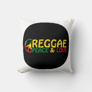 Reggae Art mit positiven Worten Frieden und Liebe Kissen