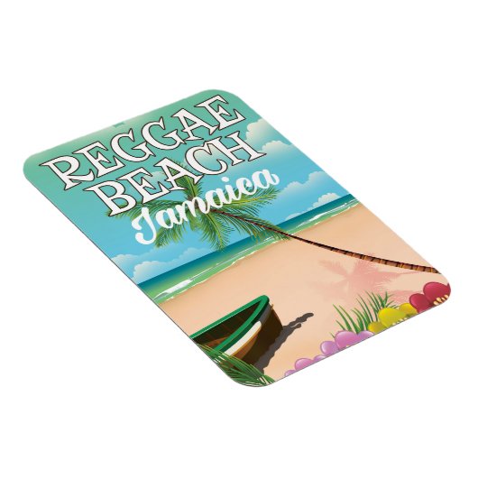 Reggae Beach Jamaica Reiseplakat Magnet (Rechte Seite)