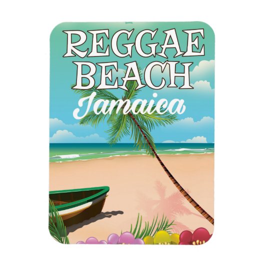Reggae Beach Jamaica Reiseplakat Magnet (Vertikal)