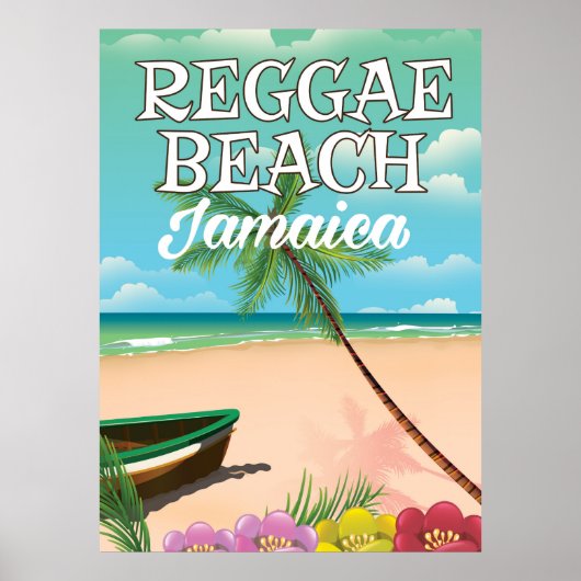 Reggae Beach Jamaica Reiseplakat Poster (Vorne)