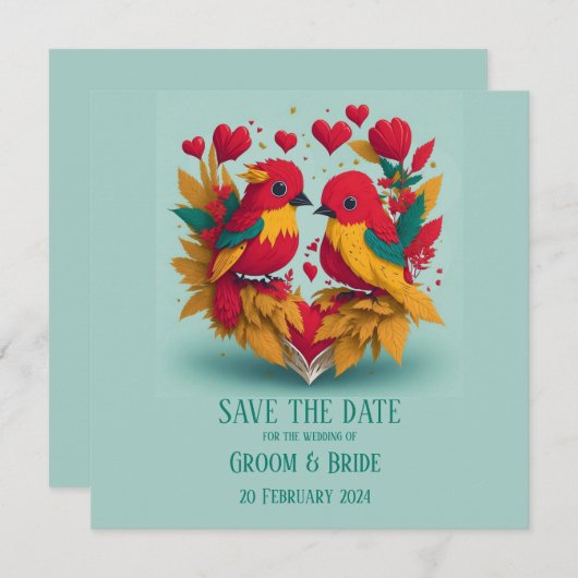 Reggae Birds Save the Date Einladung (Vorne/Hinten)