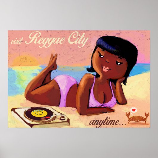 Reggae City Gal am Strand Poster (Vorne)