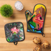 Reggae Dancer Ofenhandschuh & Topflappen-Set (Oben Unten)