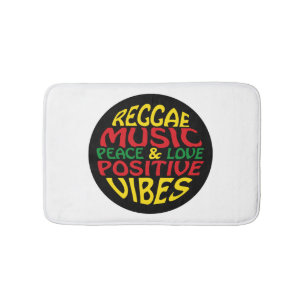 Reggae-Design mit positiven Redewendungen und Zita Badematte