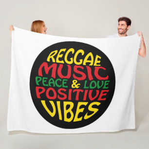 Reggae-Design mit positiven Redewendungen und Zita Fleecedecke