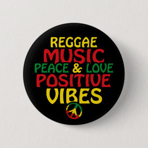 Reggae-Design mit positiven Zitaten und Reggae-Fla Button