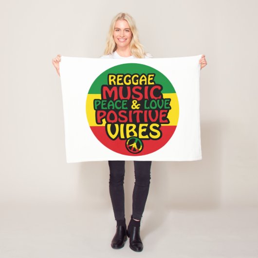 Reggae-Design mit positiven Zitaten und Reggae-Fla Fleecedecke (Beispiel)