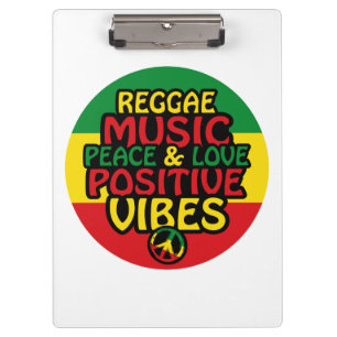 Reggae-Design mit positiven Zitaten und Reggae-Fla Klemmbrett