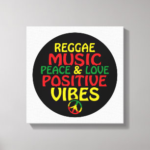 Reggae-Design mit positiven Zitaten und Reggae-Fla Leinwanddruck
