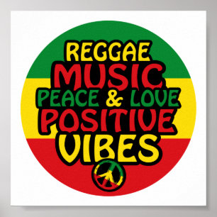 Reggae-Design mit positiven Zitaten und Reggae-Fla Poster